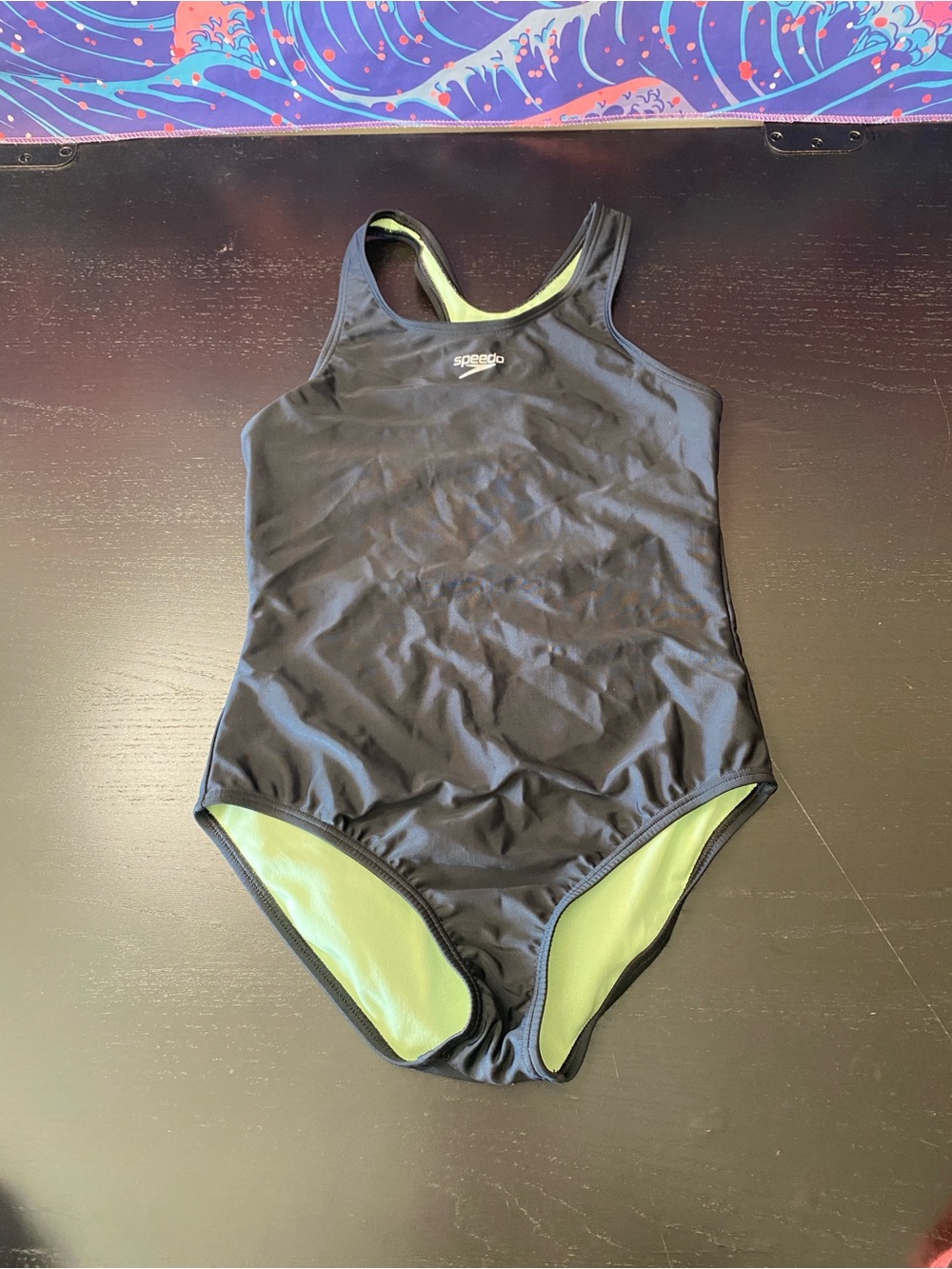 Speedo Black One-Piece Swimsuit with Lime Interior